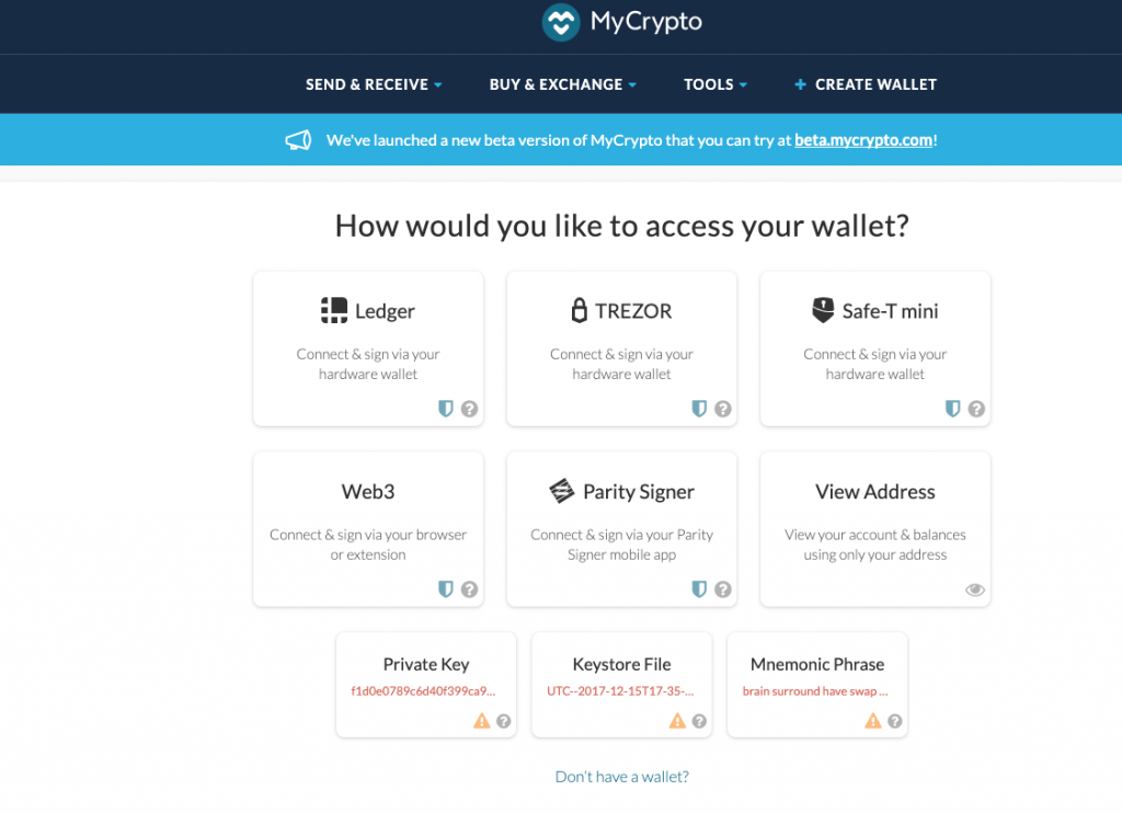 MyCrypto a free open source wallet for Ethereum and Ethereum tokens