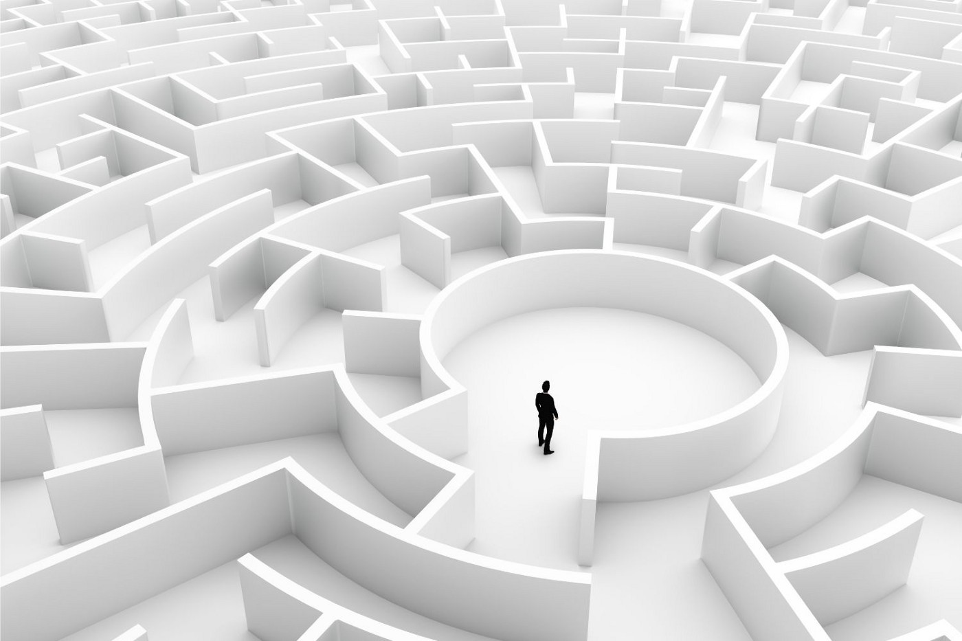 Person at the center of a maze.