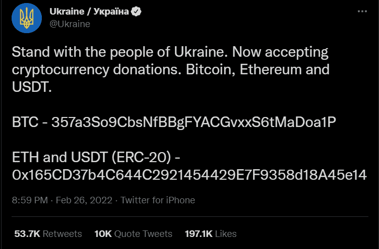 ukraine crypto donations