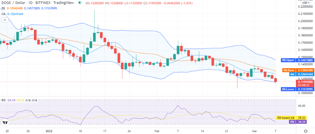 Dogecoin price analysis: Bears maintain downtrend as price decline to $0.115 11