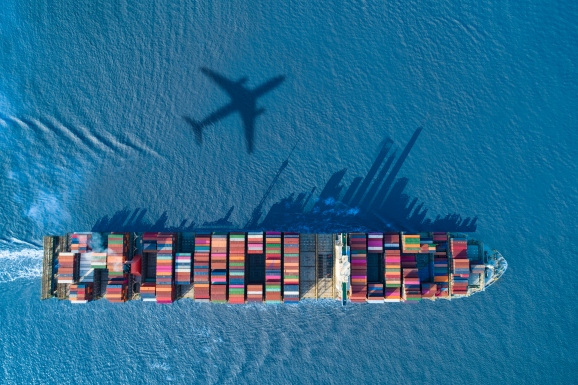 business concept photo: transportation of airplane,shipping energy and modern city