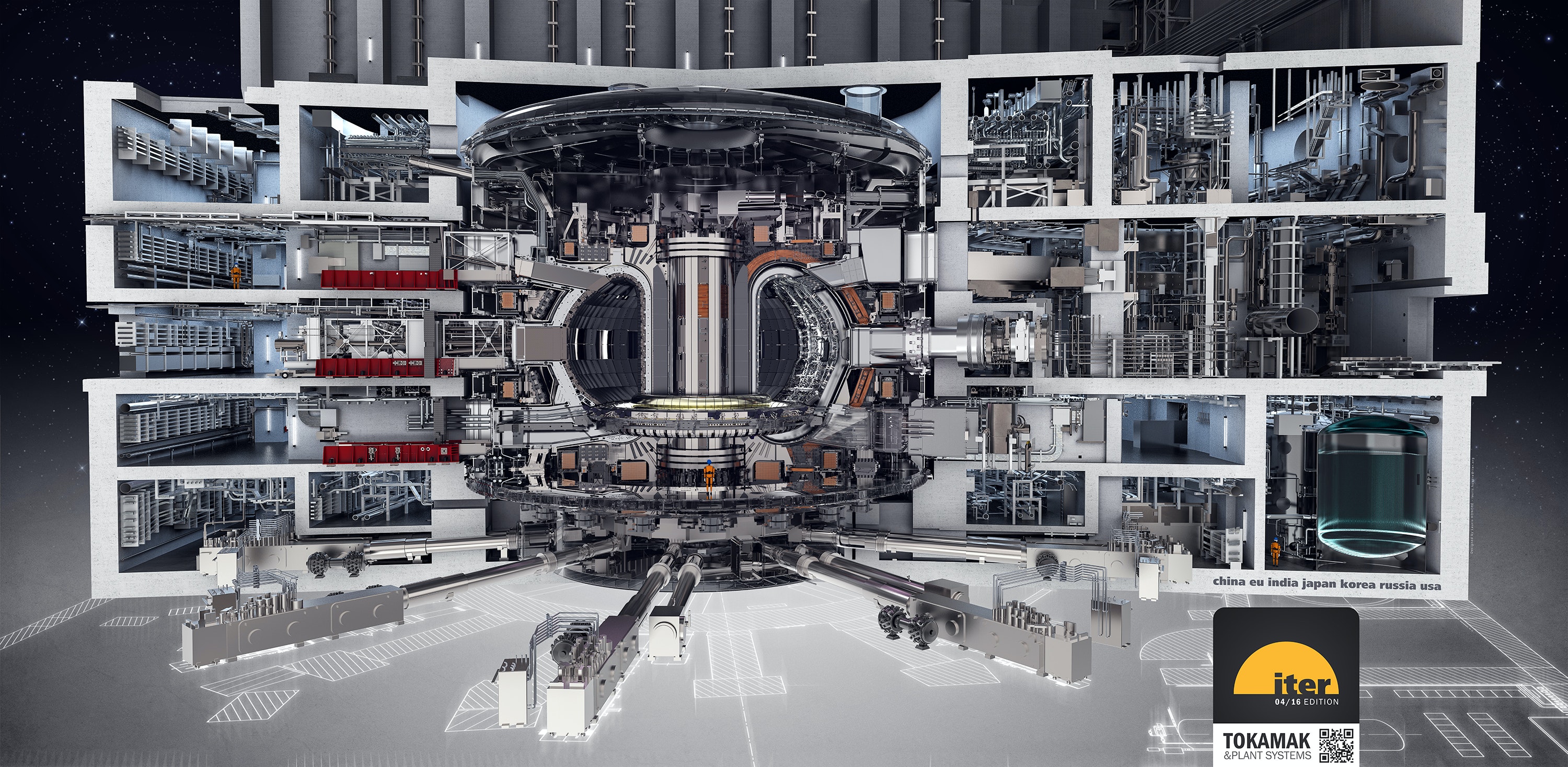 Gambar reaktor dengan banyak ruangan di sekitarnya.