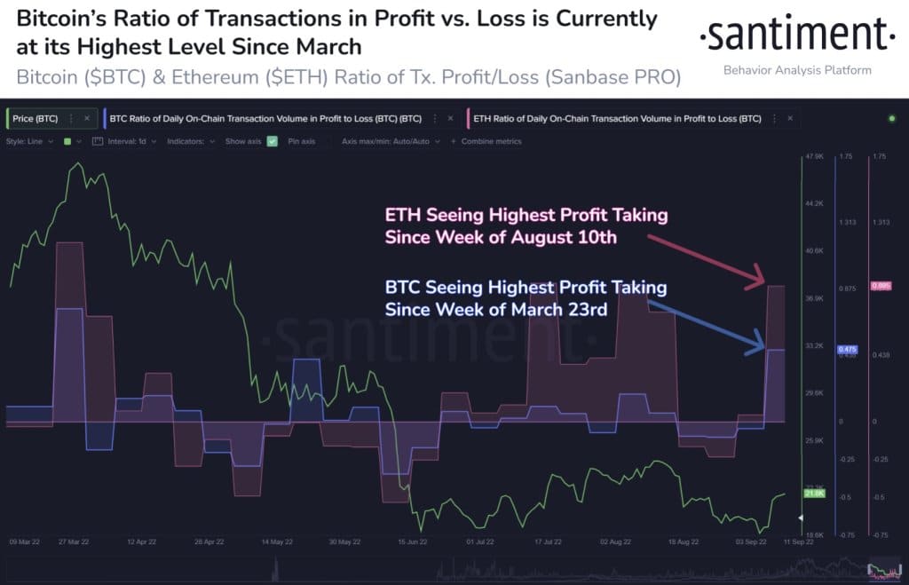 Raportul Bitcoin dintre tranzacții în pierdere de profit