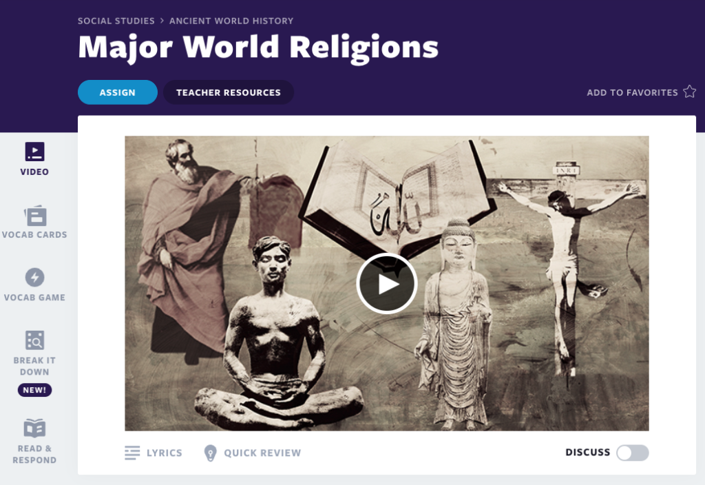 Flocabulary Lição sobre as principais religiões do mundo
