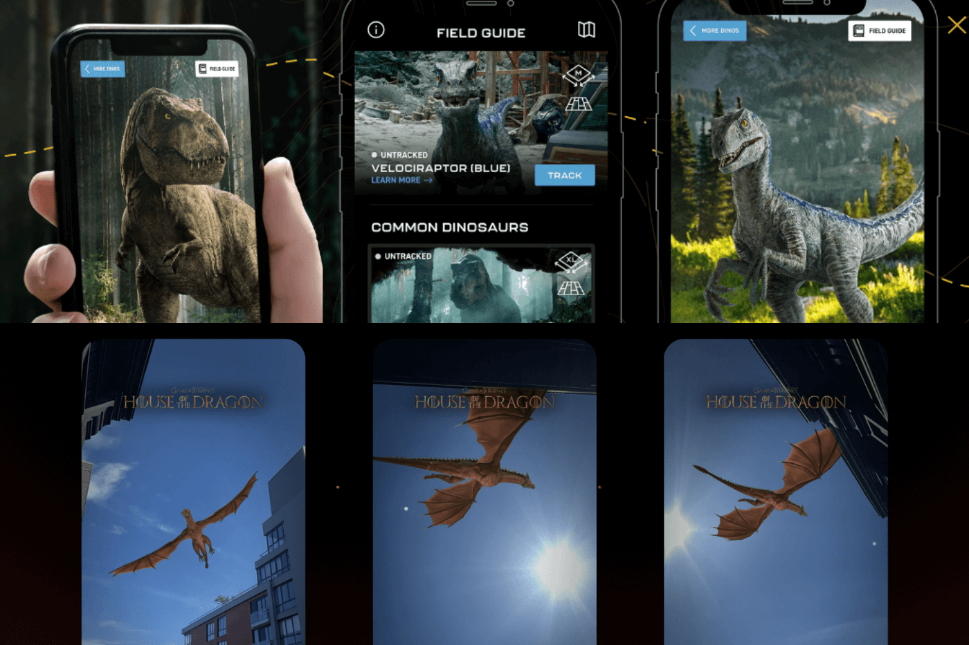 Участие поклонников дополненной реальности от Universal и HBO — приложение Dinotracker AR и объектив House of the Dragon Snap