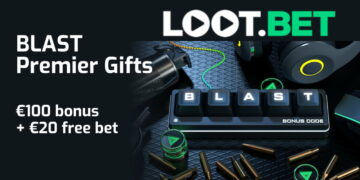 BLAST Premier Gifts a Loot.bet oldalon: 100 € bónusz + 20 € ingyenes fogadás