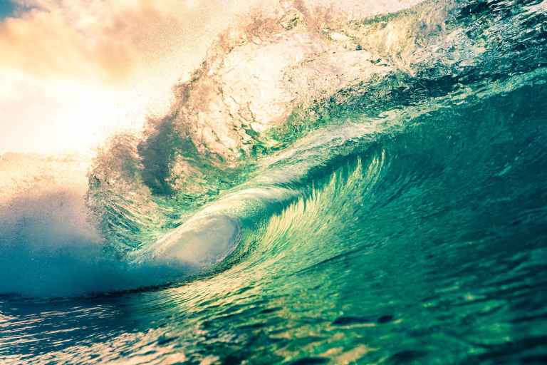 scenic turquoise sea wave under bright sunny sky-ocean energy 