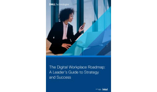 Whitepaper cover with title on blue band at bottom an image of a business woman using a smartphone