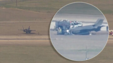 Pilot pomyślnie katapultuje się z samolotu Lockheed Martin F-35B w Fort Worth