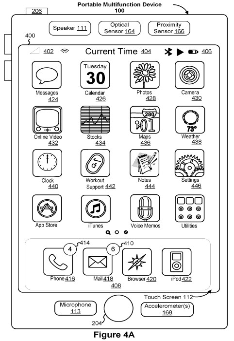 Малюнок патенту iPhone – тактильний відгук
