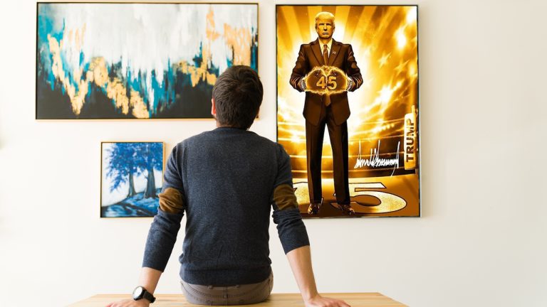 Terwijl zijn digitale ruilkaarten in waarde dalen, zegt Trump dat zijn 'schattige' NFT's over de kunst gingen