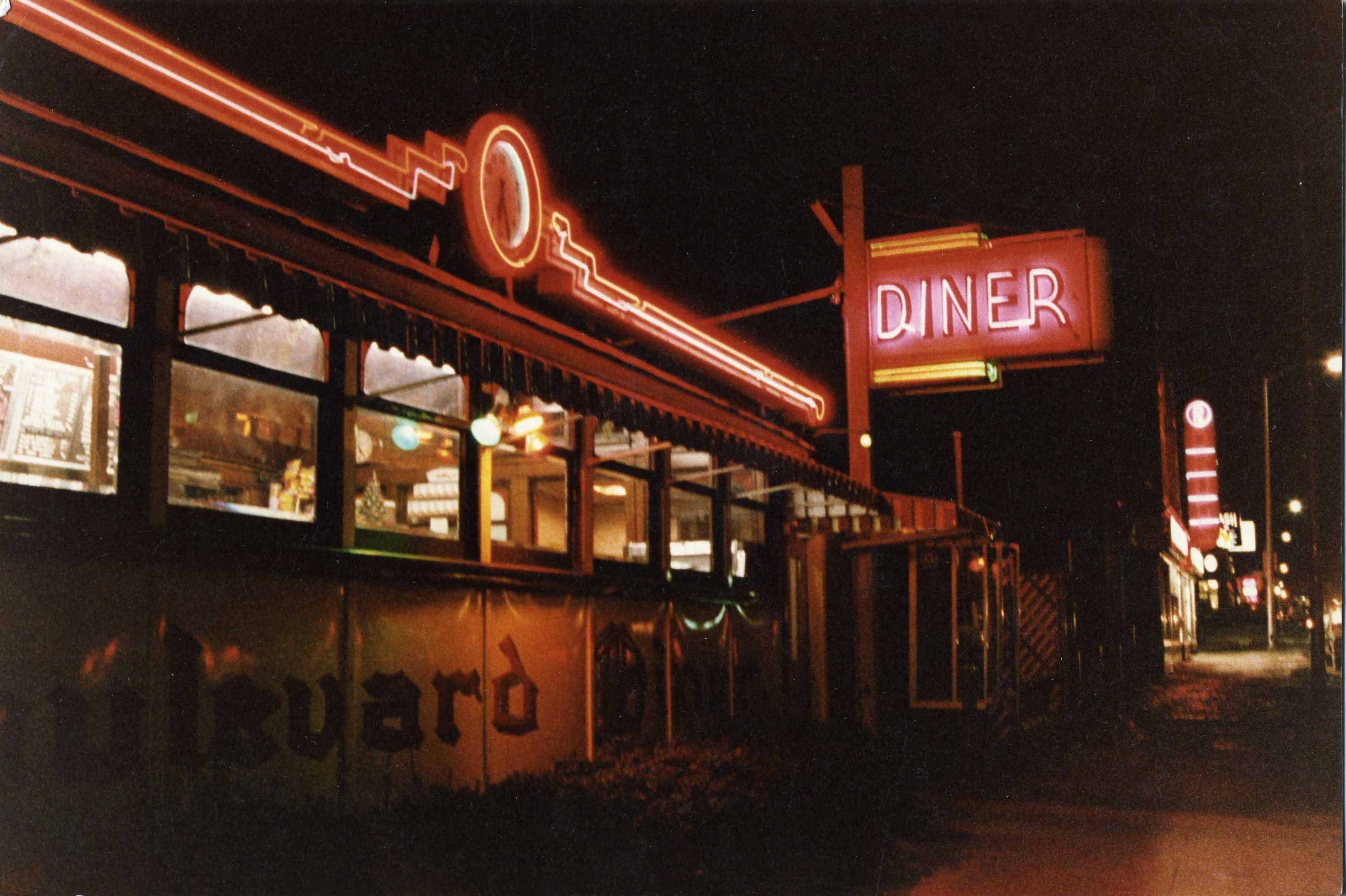 An old, original photo of the Boulevard Diner in Worcester
