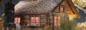 用火柴棍和冰棍棒制作的乡村小屋立体模型