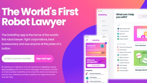 DoNotPay robo lawyer - AI Robo-lawyer is Set for Its First U.S. Court Case