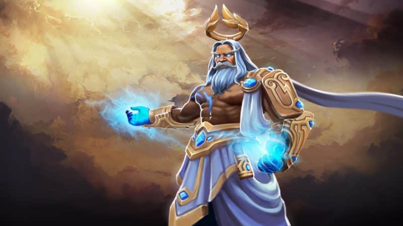 Zeus casts abilities to weaken enemies in Dota 2