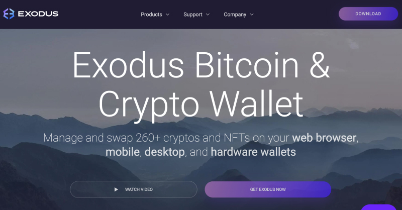 Home page del portafoglio Exodus