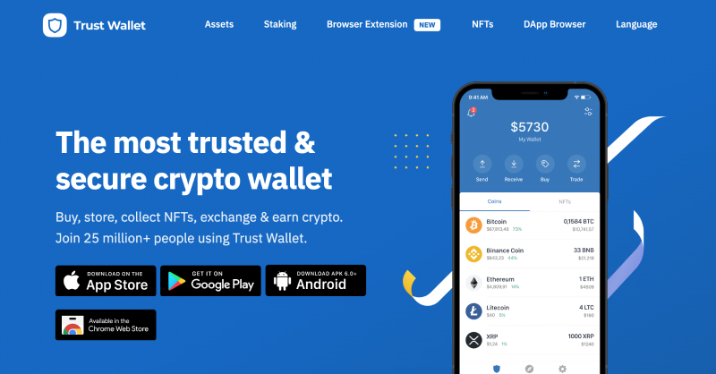 Pagina de pornire Trust Wallet
