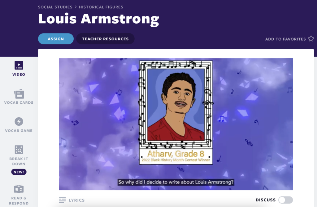Louis Armstrong Flocabulary video