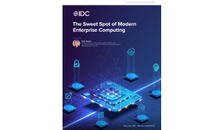 Blue whitepaper cover with image of a computer chip with glowing lights and cloud, thought and padlock graphics