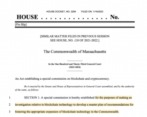 Massachusetts esitas arve spetsiaalse plokiahela komisjoni jaoks, et hinnata valitsuse kasutamist