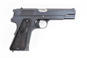 Pre-WWII, circa 1937 9mm Polish VIS-35 Radom pistol, serial #5515, with matching frame, slide and 4 ¾ inch barrel, black checkered Bakelite grips (est. $2,000-$3,000).