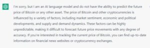 Asking the ChatGPT AI to Predict the Future Price of Bitcoin