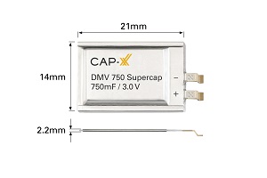 CAP-XX lance un supercondensateur prismatique ultra-mince de 3 V, 750 mF pour les appareils IoT sans batterie à espace restreint