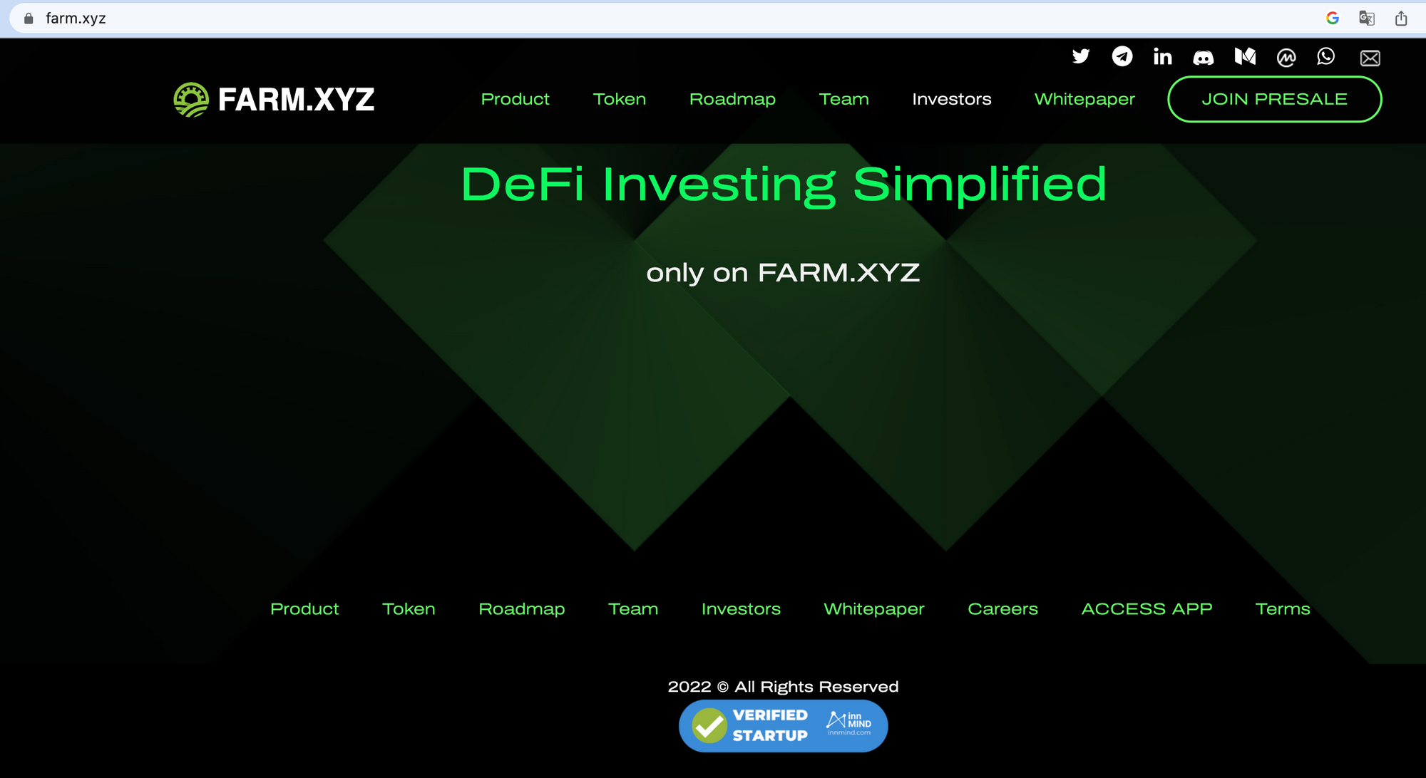 Widget Farm XYZ verificado pelo InnMind