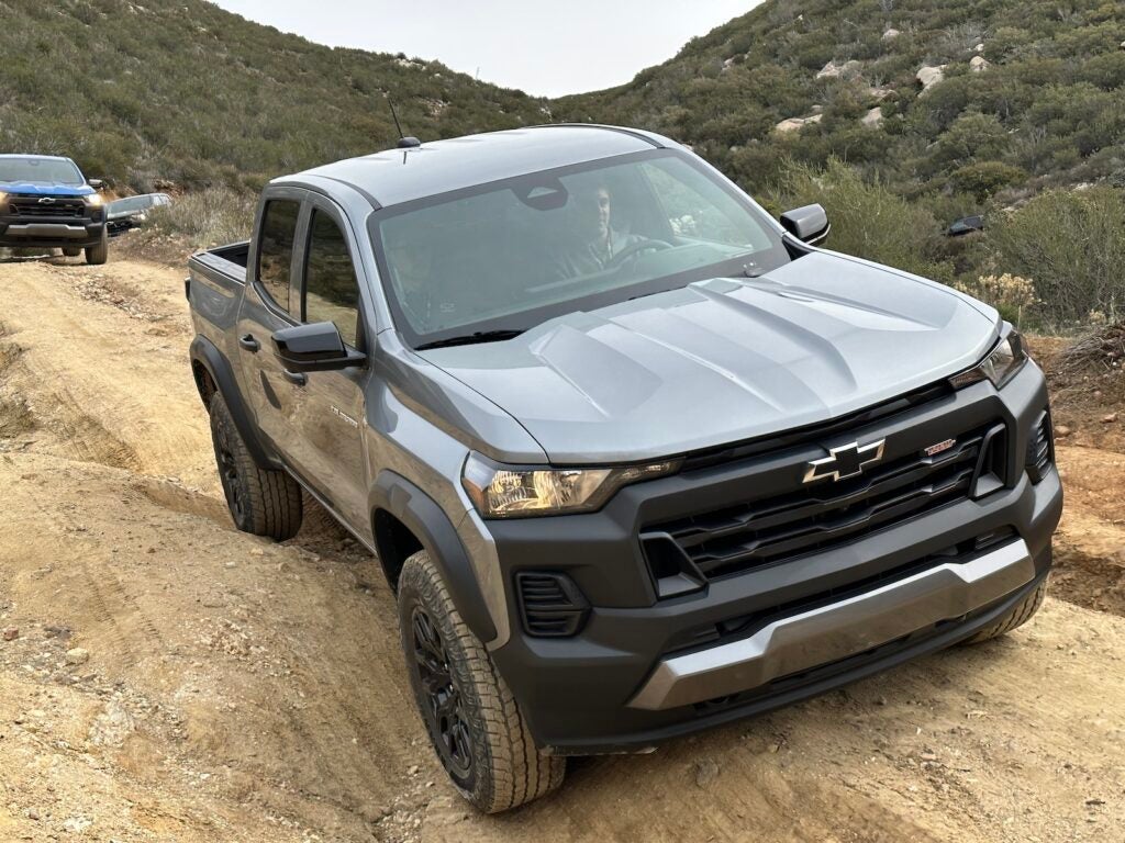 2023 Chevy Colorado Trail Boss gray on trail front