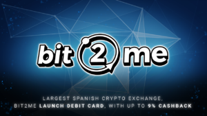 Il più grande scambio di criptovalute spagnolo, Bit2Me Launch Debit Card, con rimborso fino al 9%.