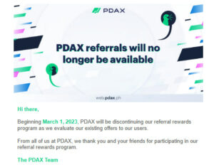 뉴스 비트: PDAX, 추천 보상 중단