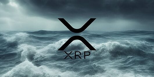 XRP logo over a stomry sea