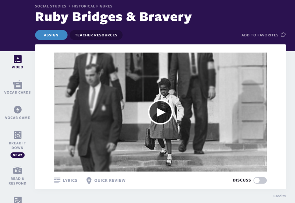 Ruby Bridges & Bravery videotund