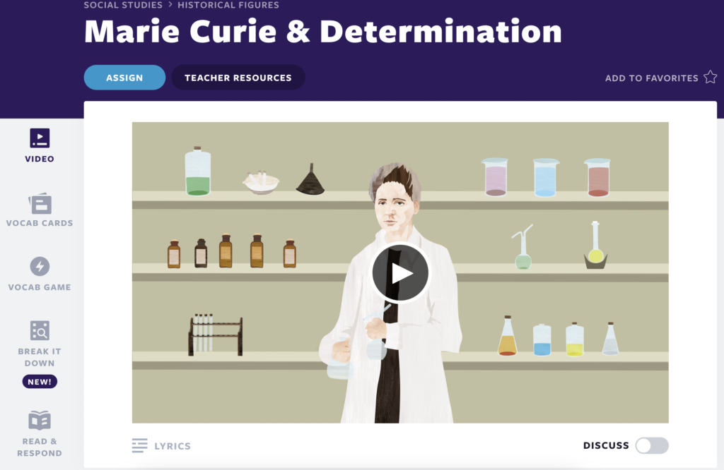 Marie Curie & Determination Women's History Month lesson