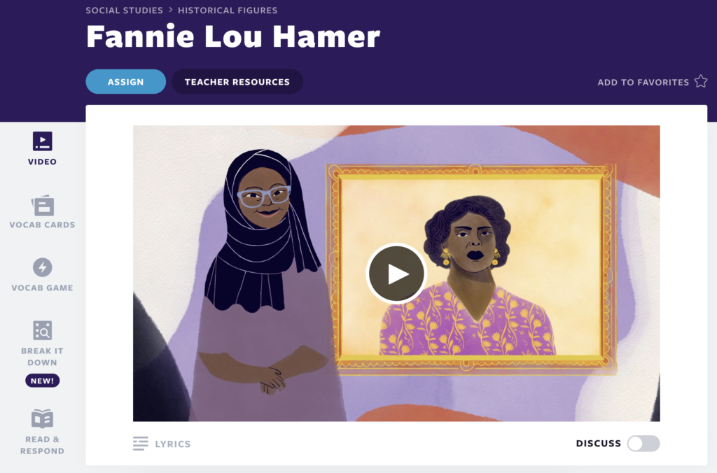 Fannie Lou Hamer kuuluisia naisia ​​historian oppitunnilla