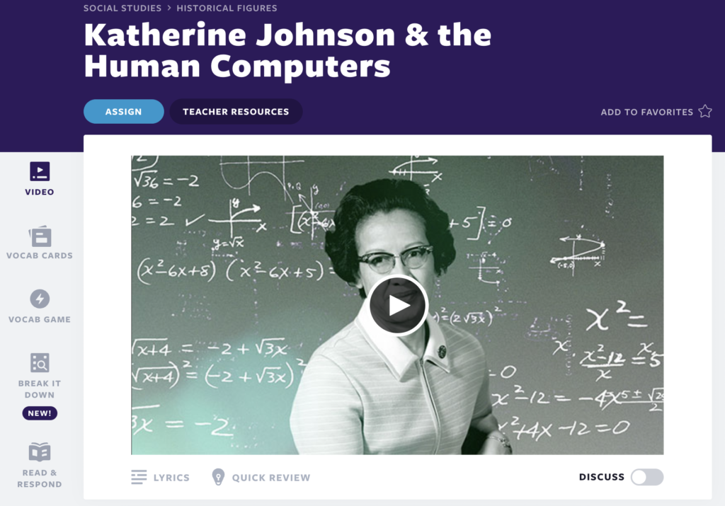Katherine Johnson et les femmes célèbres de Human Computers dans la leçon de sciences