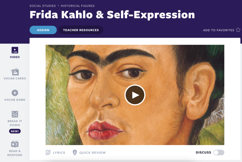 Frida Kahlo & Self-Expression video lesson for Women's History Month