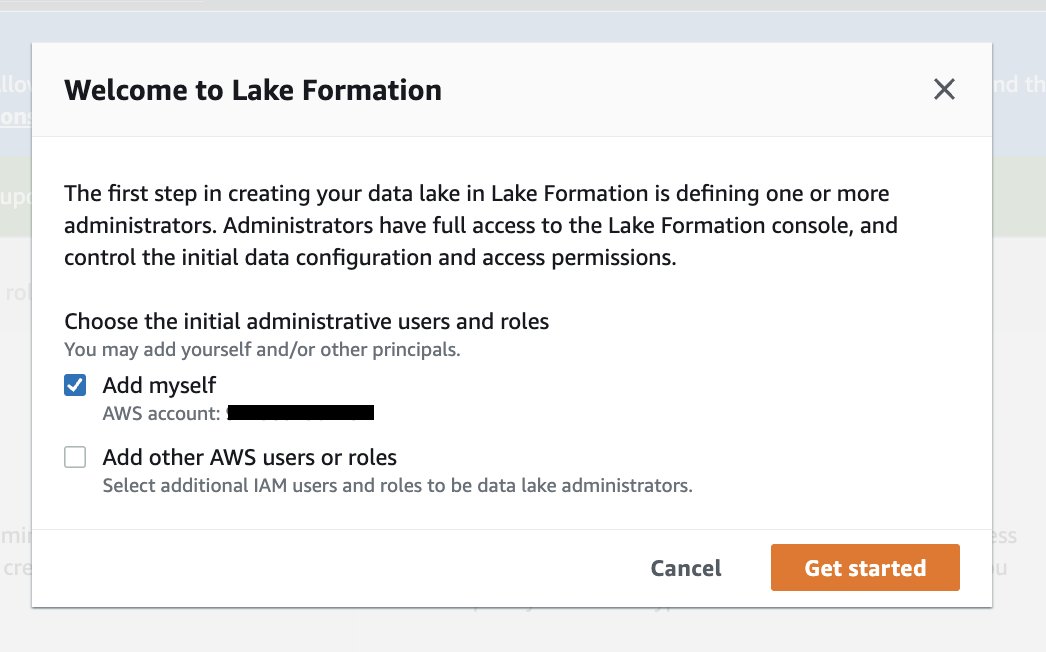add yourself as the data lake administrator.