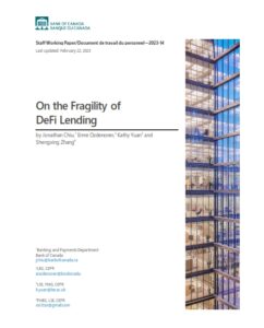 Bank of Canada Paper: Fragility of DeFi Lending