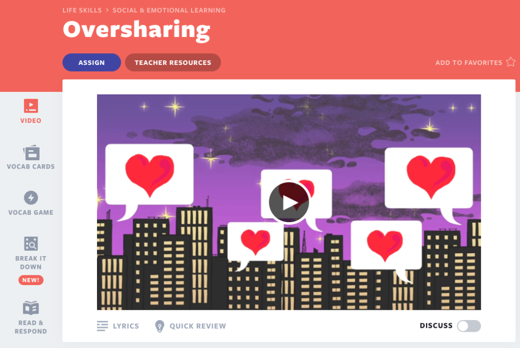 Digital Citizenship video about Oversharing