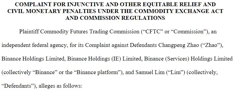 CZ svarer på CFTC-påstander mot Binance, benekter markedsmanipulasjon