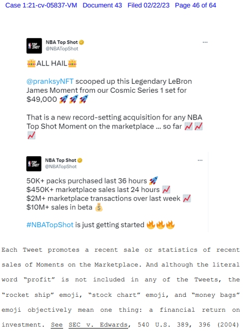 Tweets υπόθεσης Dapper labs με αμφισβητούμενα emoji - Ο δικαστής της Νέας Υόρκης αποφασίζει ότι τα emoji υπολογίζονται ως οικονομική συμβουλή στη δικαστική υπόθεση Dapper Labs