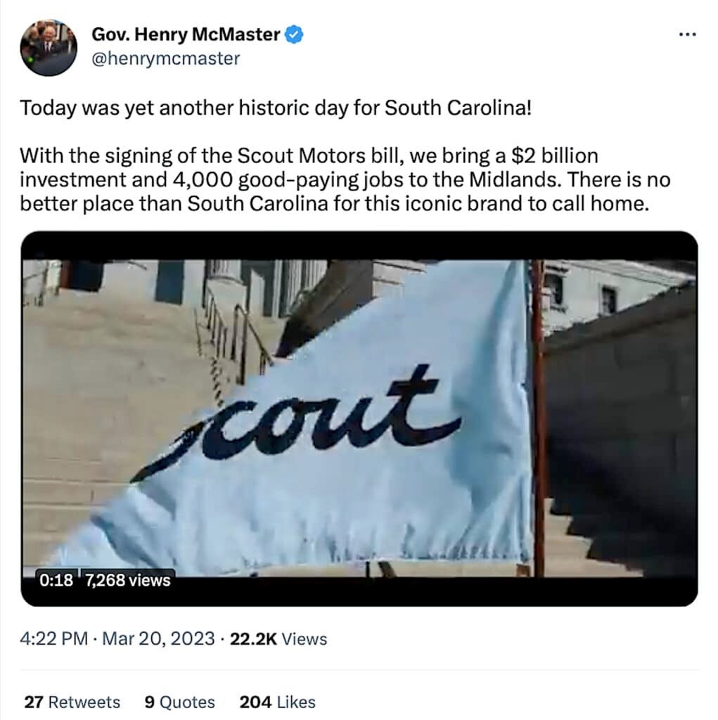 Tweet sui soldi di McMaster Scout marzo 2023