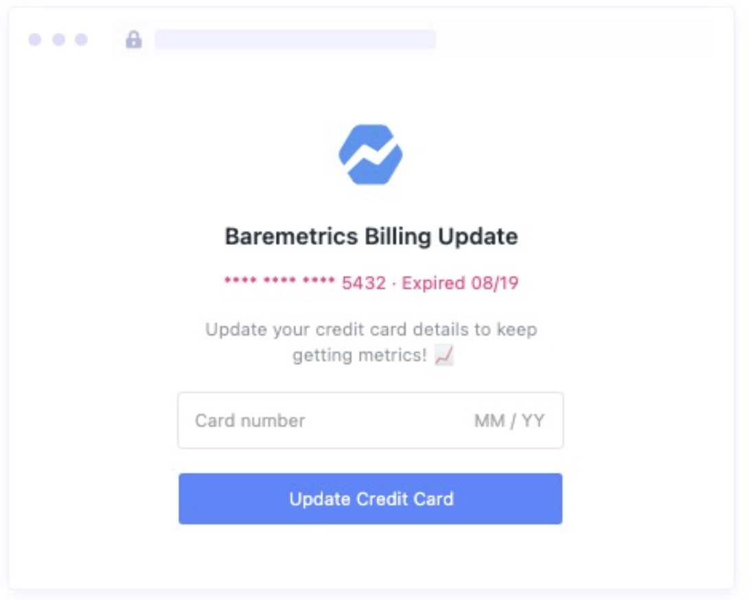 Baremetrics Recover - クレジット カード フォーム