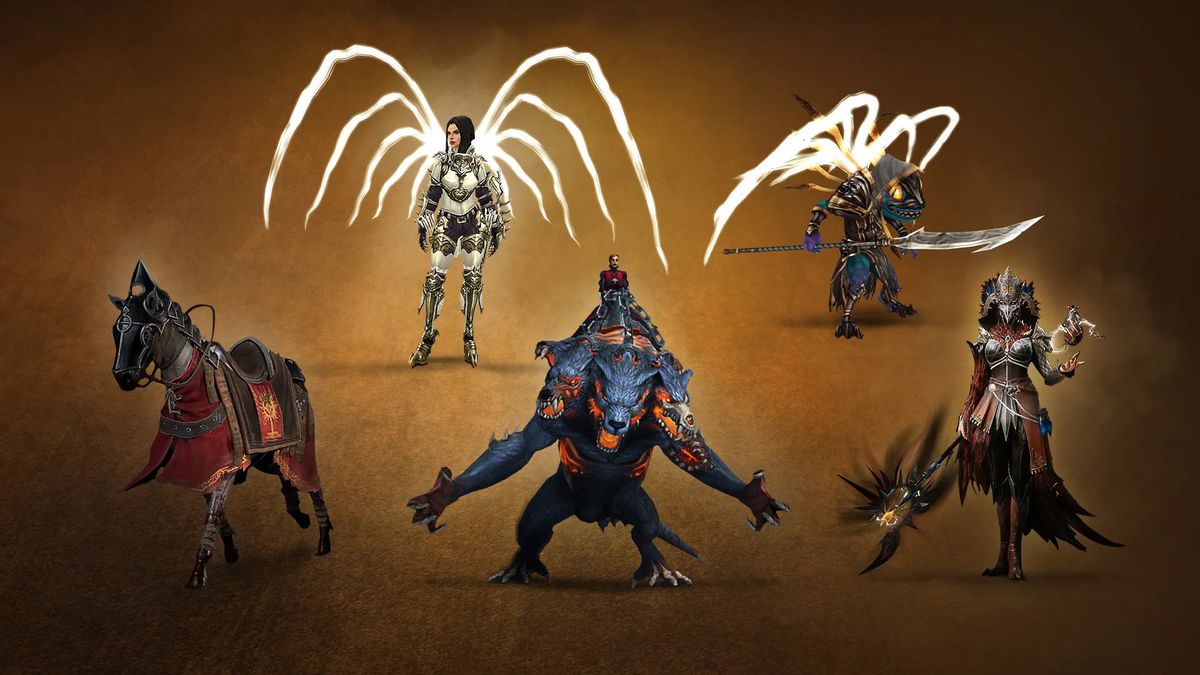 With the Xbox Series X bundle, it includes Diablo 4 in-game cosmetics as shown, including Inarius Wings &amp; Inarius Murloc pet from Diablo III, Amalgam of Rage mount from World of Warcraft, and the Umber Winged Darkness cosmetics from Diablo Immortal