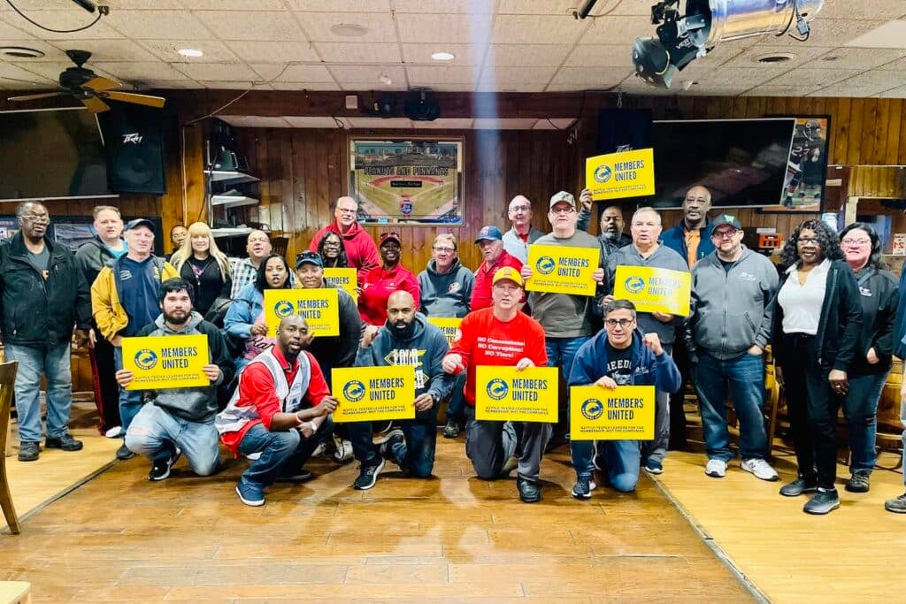 UAW Members United suppoters with Fain