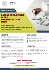 Workshop on ‘Patent Opposition in the Pharmaceutical Field’ [Kochi, April 24-28]