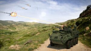 육군 단거리 대공 방어 레이저 시제품이 유마에서 드론을 격추하다