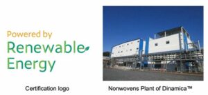 Die Produktionsstätte von Asahi Kasei für Dinamica erhält die Zertifizierung für die Verwendung von Strom, der zu 100 % aus erneuerbaren Energien stammt, indem Hitachis Powered by RE verwendet wird