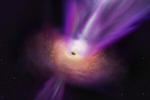 Astronomen hebben voor het eerst een zwart gat in beeld dat een krachtige straal uitstoot